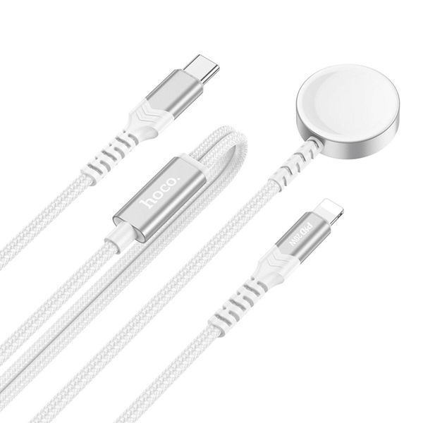 Бездротовий зарядний пристрій HOCO CW54 2-in-1 charging cable iP+iWatch White 656-01272 фото