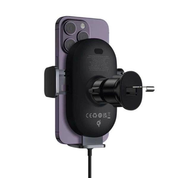 Тримач для мобiльного з БЗП Baseus LightChaser Series Wireless Charging Electric Car Mount 15W Cosmic Black 656-00515 фото
