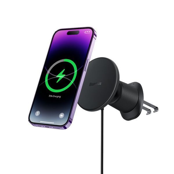 Автотримач для телефона з БЗП Baseus CW01 Magnetic Wireless Charging Car Mount Air Vent Version 15W Cluster Black C40141001111-00 фото