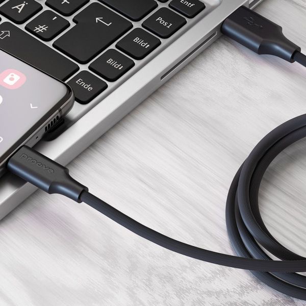 Кабель Proove Striped Silicone USB to Type-C (1m) black 656-02603 фото