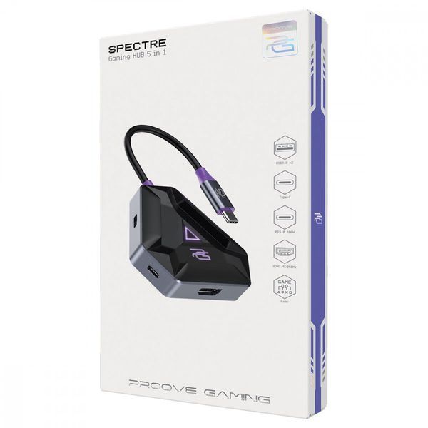 Type-C-Хаб Proove Gaming Spectre (2*USB3.0 + Type-C + PD100W + HDMI) Dark Gray HBPG10221205 фото
