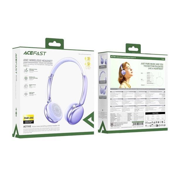 Бездротові накладні навушники ACEFAST H8 active noise cancelling wireless headset Silver 656-03783 фото