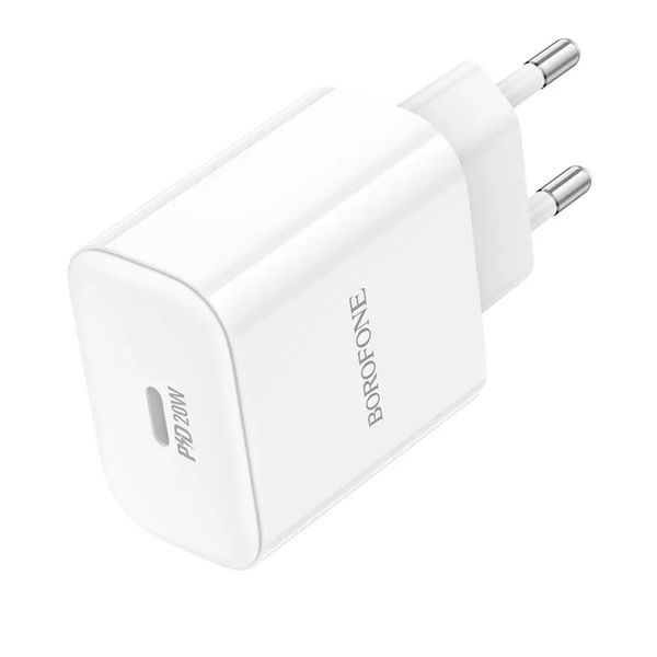 Мережевий зарядний пристрій BOROFONE BA81A single port PD20W charger(EU) White 6941991108181 фото