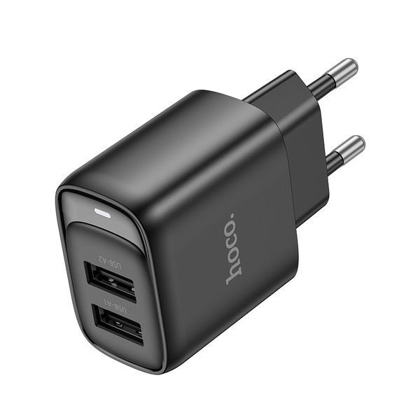 Мережевий зарядний пристрій HOCO C141A Smart dual-port charger Black 6942007627849 фото