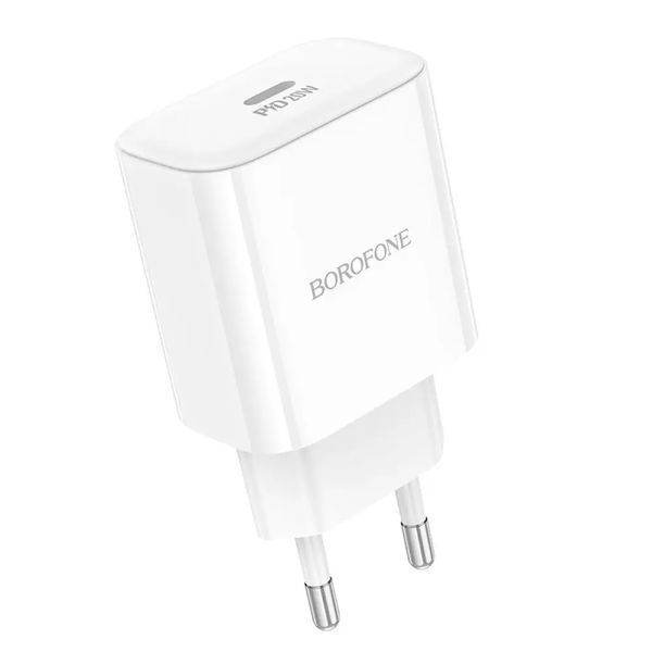 Мережевий зарядний пристрій BOROFONE BA81A single port PD20W charger(EU) White 6941991108181 фото