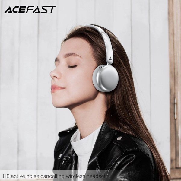 Бездротові накладні навушники ACEFAST H8 active noise cancelling wireless headset Silver 656-03783 фото
