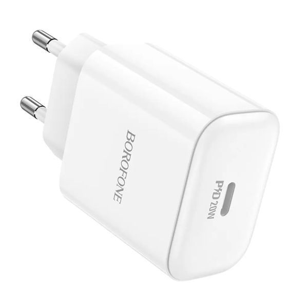 Мережевий зарядний пристрій BOROFONE BA81A single port PD20W charger(EU) White 6941991108181 фото