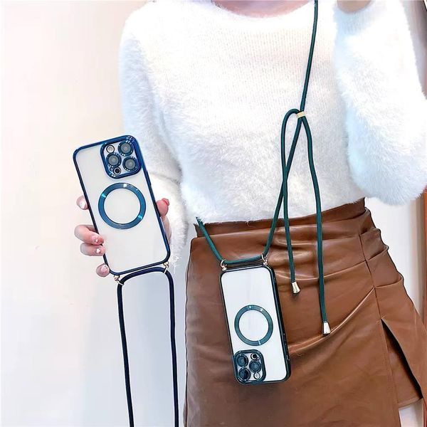 Чохол Crossbody Lanyard with Magsafe зі шнурком для iPhone 13 Pro Max Light Blue 214-02628 фото