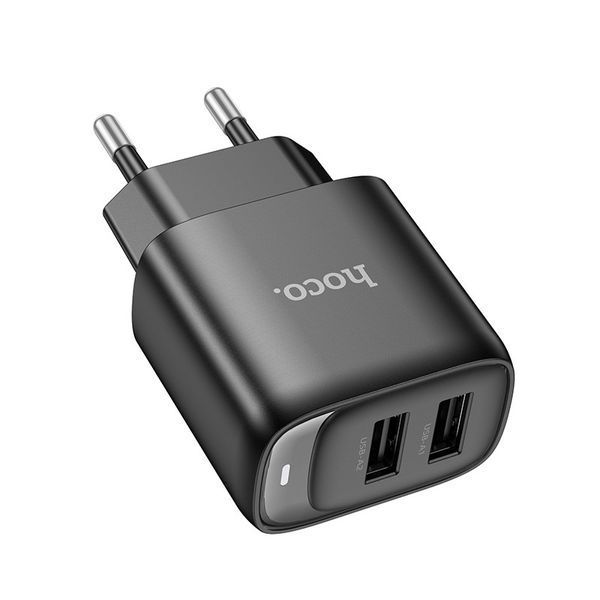 Мережевий зарядний пристрій HOCO C141A Smart dual-port charger Black 6942007627849 фото