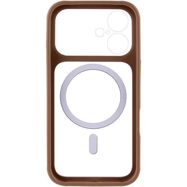 Чехол TPU+PC GETMAN Moon Clear with MagSafe для Apple iPhone 16 (6.1") Brown 656-08415 фото