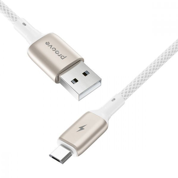 Кабель Proove Dense Metal USB to Micro USB 2.4A (1m) white 656-02563 фото