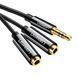 Аудіокабель UGREEN AV134 3.5mm male to 2 female, TPE, 2m Black UGR-20816 фото 1