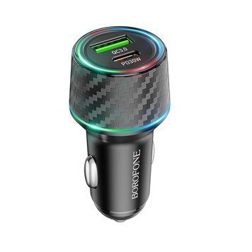 Автомобильное зарядное устройство BOROFONE BZ21 Brilliant 48W dual port PD30W+QC3.0 car charger Black 6941991101175 фото