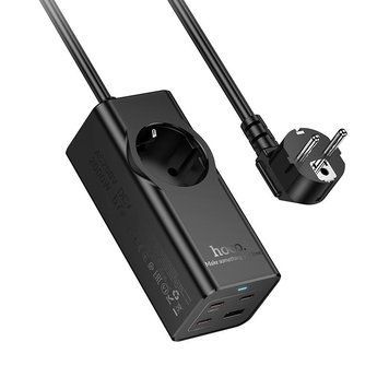 Сетевой удлинитель HOCO NS9 Wisdom 1-position (PD67W/3C1A) desktop socket (EU/GER) (2 m) Black 6942007638494 фото