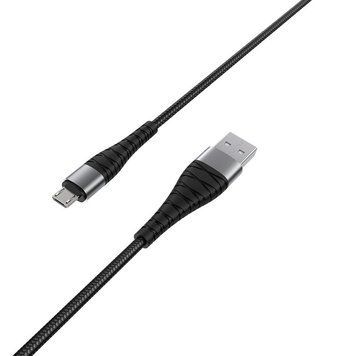 Кабель BOROFONE BX32 USB to Micro 2.4A, 1m, nylon, aluminum+TPE connectors, Black 6931474710437 фото