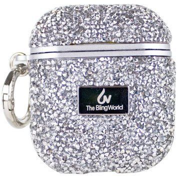 TPU чехол Bling World Rock Diamond для наушников AirPods 1/2 Серебряный 203-00291 фото
