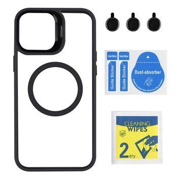 Чехол TPU+PC+Metal Stand Case with MagSafe and Camera Lenses для iPhone 12 Pro Max Black 214-03645 фото