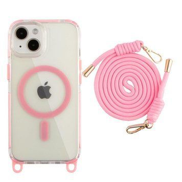 Чехол TPU+PC LanyardCase with MagSafe для iPhone 13/14 Pink 214-03127 фото