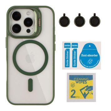 Чохол TPU+PC+Metal Stand Case with MagSafe and Camera Lenses для iPhone 16 Pro Max Green 214-03745 фото