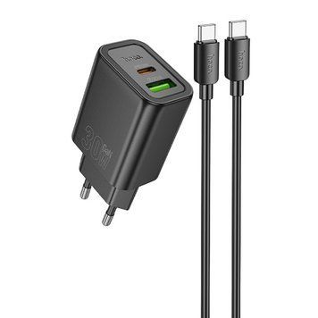 МЗП Hoco N63 Gentle PD30W+QC3.0 (1USB-A/1C) + кабель Type-C to Type-C Black ILSO-00000077143-2 фото