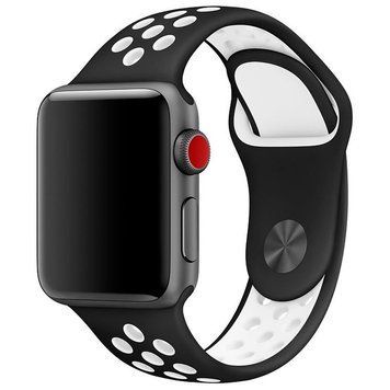 Силиконовый ремешок с перфорацией для Apple Watch 42/44/45/49 mm Черно-белый 212-00153 фото