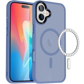 Чехол TPU+PC Metal Buttons with MagSafe Colorful для Apple iPhone 16 (6.1") Sierra Blue 555-03039 фото