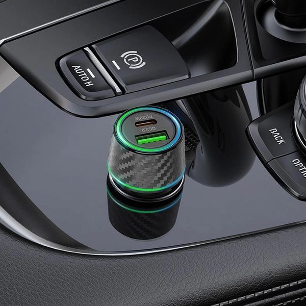 Автомобильное зарядное устройство BOROFONE BZ21 Brilliant 48W dual port PD30W+QC3.0 car charger Black 6941991101175 фото