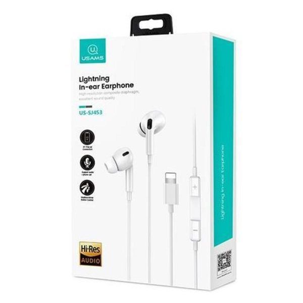 Навушники Usams SJ453 EP-41 Lightning In-ear Earphone 1.2m White 656-01678 фото