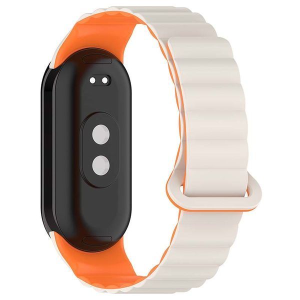 Ремінець Dual-color Magnetic для Xiaomi Mi Band 9/8/10 White / Orange 212-01653 фото