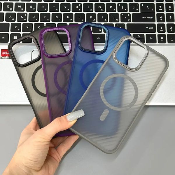 Чохол Wavy Pattern Matte Corrugated Camera Magnetic для iPhone 12 Pro Max Light Brown 214-02420 фото