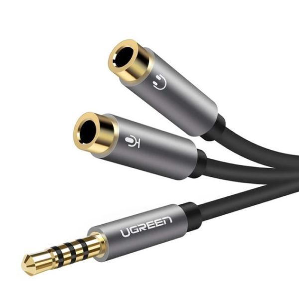 Аудіокабель UGREEN AV141 3.5mm male to 2 3.5mm female, 0,2m Black UGR-30619 фото