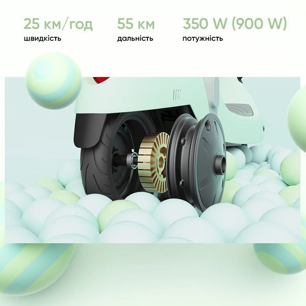 Електросамокат з сидінням OKAI Ceetle PRO EA10C Mint Green 10', 350(900)W, 25Km/h, 10.4Ah, 55Km, 20%,NFC, App, 29kg EA10C-MG фото