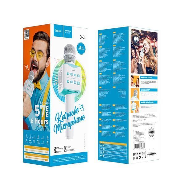 Портативная колонка-микрофон HOCO BK5 Cantando karaoke microphone, 5W, Blue 6931474742308 фото