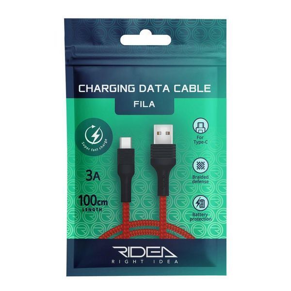 Кабель Ridea RC-M122 Fila 3A USB to Type-C Красный 209-00169 фото