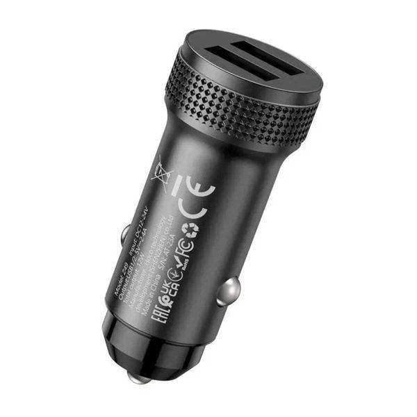 Автомобильное зарядное устройство HOCO Z49 Level dual port car charger Black 656-00358 фото