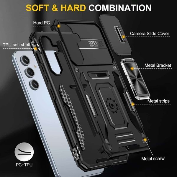Ударостійкий чохол Camshield Army Ring для Samsung Galaxy S23+ Black 777-05005 фото