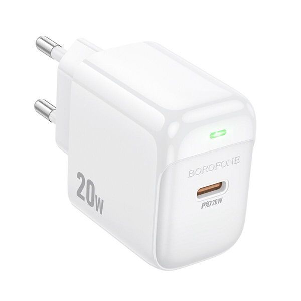 Мережевий зарядний пристрій BOROFONE BAS43A Potential single-port PD20W charger(EU) White 656-01336 фото