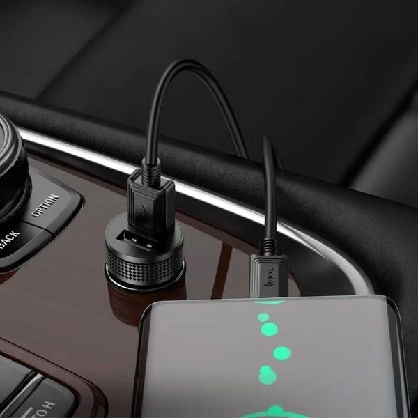 Автомобильное зарядное устройство HOCO Z49 Level dual port car charger Black 656-00358 фото