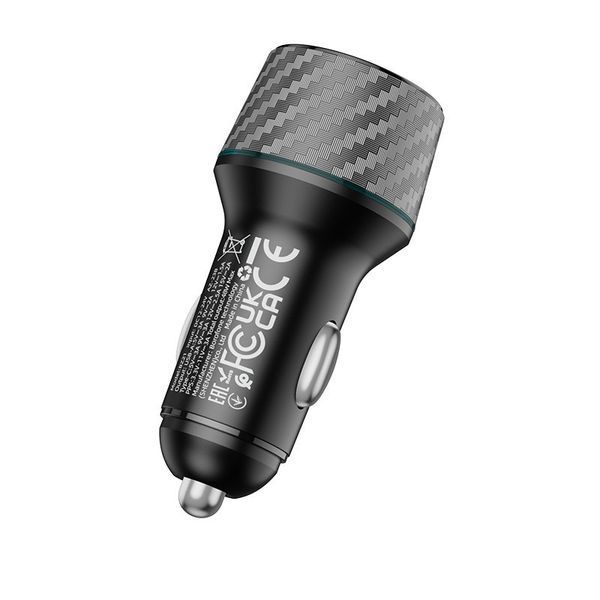 Автомобильное зарядное устройство BOROFONE BZ21 Brilliant 48W dual port PD30W+QC3.0 car charger Black 6941991101175 фото