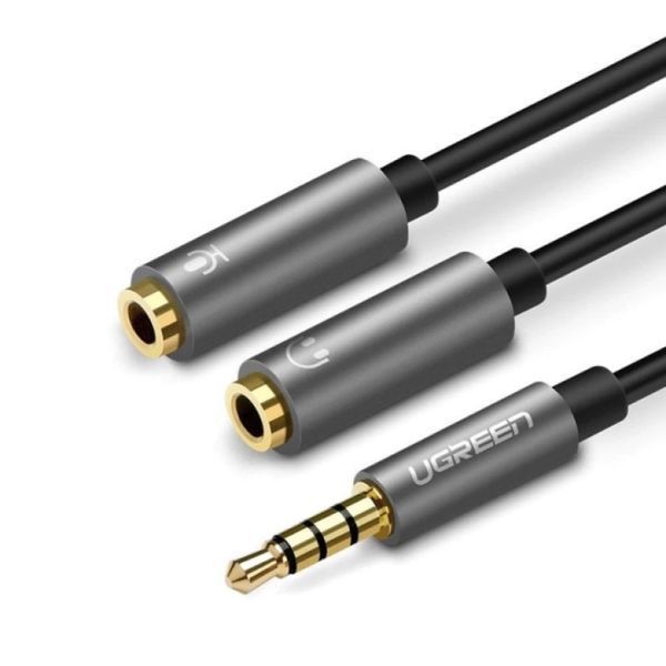 Аудіокабель UGREEN AV141 3.5mm male to 2 3.5mm female, 0,2m Black UGR-30619 фото