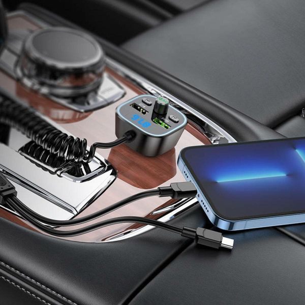 Автомобильное зарядное устройство с FM-модулятором BOROFONE BC45 Prestige QC3.0 2-in-1 автомобиль BT FM transmitter with cable 18W Black 656-00575 фото