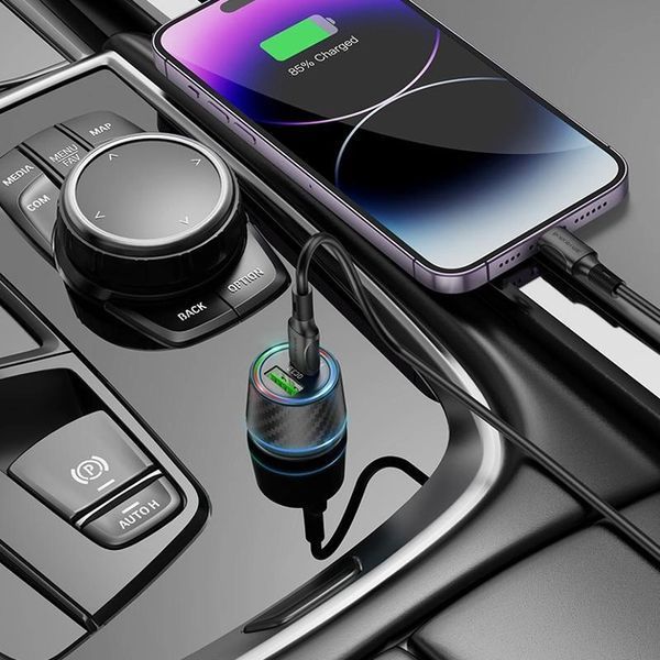 Автомобильное зарядное устройство BOROFONE BZ21 Brilliant 48W dual port PD30W+QC3.0 car charger Black 6941991101175 фото