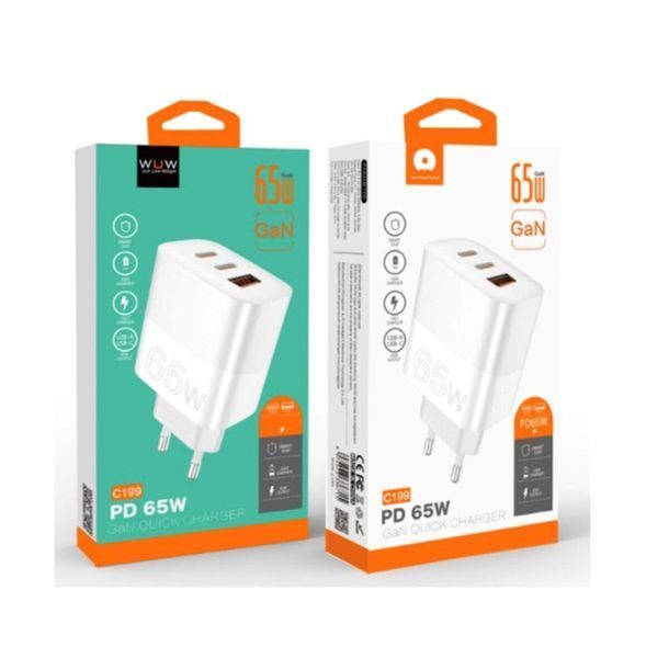 Мережевий зарядний пристрій WUW-C199 PD65W+PD20W+QC18W GaN C white 656-01402 фото