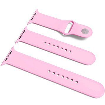 Силіконовий ремінець для Apple Watch Sport Band 38/40/41/42mm(ser.10) (S/M & M/L) 3pcs Light pink 212-01198 фото