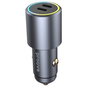 Автомобильное зарядное устройство Proove Double Energy 50W (Type-C + Type-C) metal gray 656-02605 фото