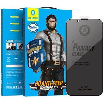 Захисне 2.5D скло Blueo Full Cover Anti-Peep для Apple iPhone 15 Pro (6.1") 777-08433 фото