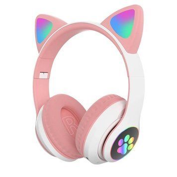 Дитячі бездротові навушники з котячими вушками STN-28 Cat Ear Рожеві 202-00374 фото