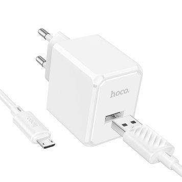 Мережевий зарядний пристрій з кабелем HOCO CS11A Ocean single port charger set(Micro) White 6942007603591 фото