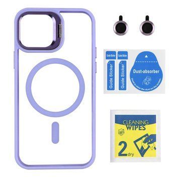 Чехол TPU+PC+Metal Stand Case with MagSafe and Camera Lenses для iPhone 13 Purple 214-03696 фото