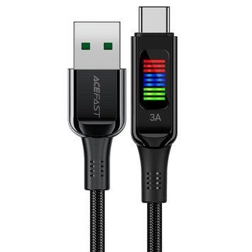 Кабель ACEFAST C7-04 USB to Type-C 3A, 1.2m, nylon, zinc connectors, LED, Black 6974316282785 фото
